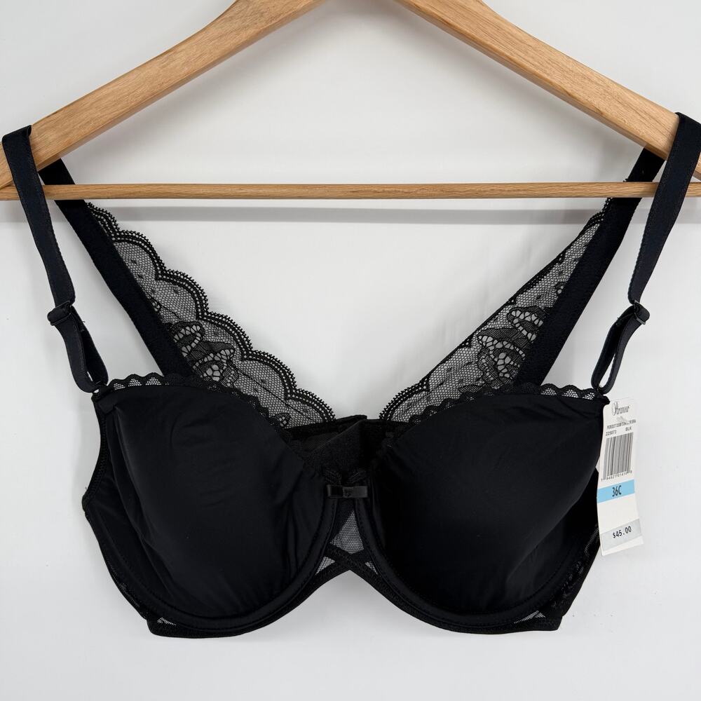 Paramour Bra Women’s‎ 36C Black Peridot Demi Contour Lace Feminine Lined